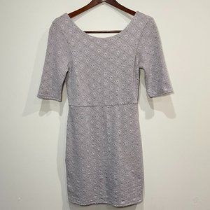 Free People Purple & Green Textured Mini Dress 3/4 Sleeves Size Medium